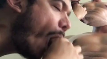 Latino man leaves his wife to taste my lips on his monstrous cock!!