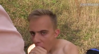 CZECH HUNTER 372 - Shy Twink Gets Paid to Strip down and Suck a Big Fat Cock