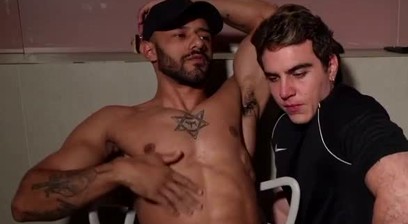 Worshipping muscled dude's hairy armpit