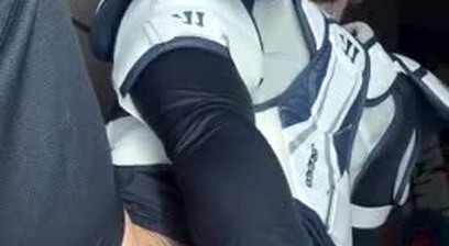 Austin Spears Jacking Off His T-cock and Dildo Fucking His Cunt Wearing Hockey Gear