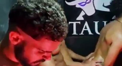 Friends orgy in sauna bathouse darkroom