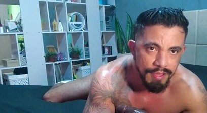 Playing with a new dildo