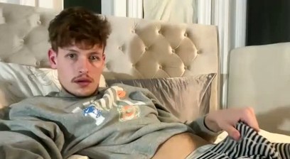 Shaved Uncut Cock Bed Jerk Off