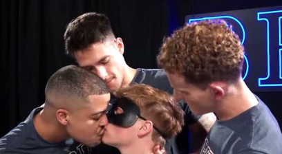Masked Twink Oliver Lamb Gets Used by Muscle Studs Zander Woodz, Q Moore and Dylan Tides