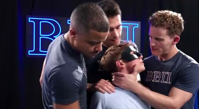 Blindfolded Twink Oliver Lamb Used by Muscle Studs Zander, Q Moore and Dylan Tides
