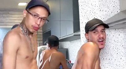 The bum was staring at my dick in the shower, and I had to give him a good spanking to teach him