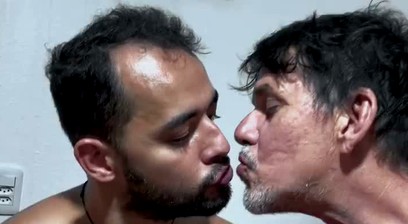 Mature, gifted, and naughty men having an orgy after work without condoms.