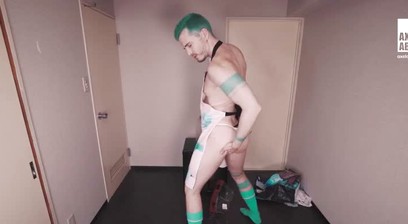 Deviant Jock Axel Abysse Stuffs Huge Amount Of Food In His Prolapsed Asshole