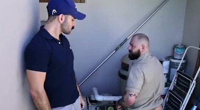 FISTING INFERNO - Hairy Hunk Diego Vox Fucks Beefy Plumber Gunnar Gates After Stretching Him Out