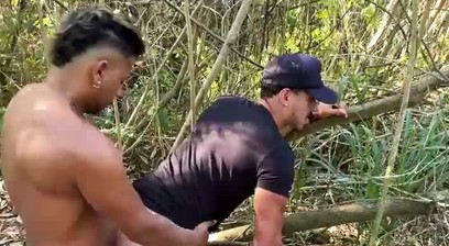 After that horny job, the workers went to the forest to climb and get pissed in the ass.