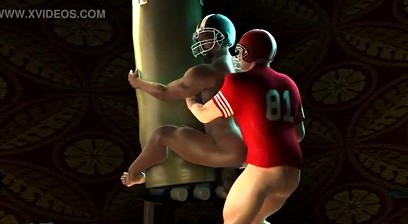 Ebony football player taking a white cock in his tight ass - 3D Cartoon