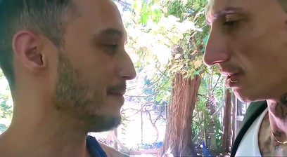 Tattooed Crixxx Nie gets rimmed then hammered by Nico Ruiz
