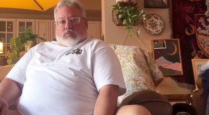 Grandpa cute teddy bear plays with his asshole