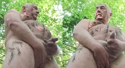Super nice chubby PIG, good fat piss drinker, also plays with his big cock and mud by the river!