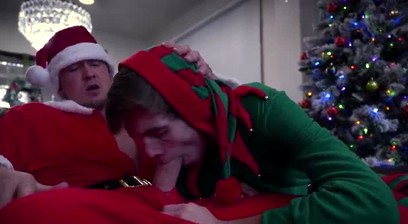 Horny Stepdad Gives His Stepson A Special Christmas Present To Calm Him Down