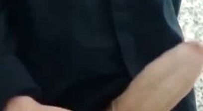 Hung dude wanking his thick dick