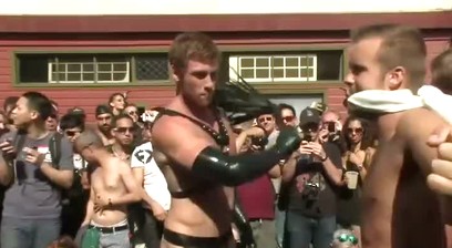 Connor Maguire And Cameron Kincade Folsom Street Fair Public Bdsm With Ball Bondage