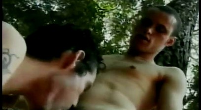 Erotic stud licks gay dude's ass before fucking him hard outdoors