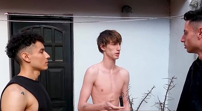 Slim Thiagui Twink has threesome with Sebas Gold and Tomas