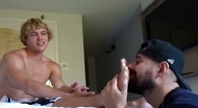 Casey Cooper worships Owen Lindberg's majestic feet