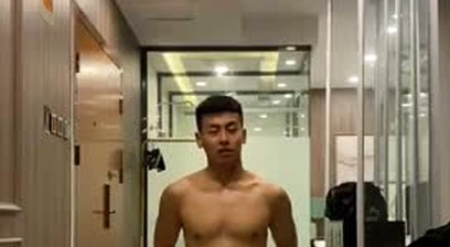 Chinese straight plays his asshole with toys