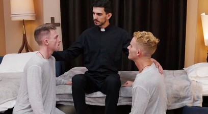 Altar boys caught kissing by stern priest!