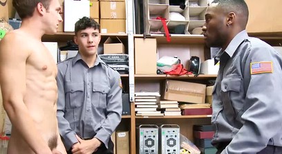 Soft twink suspect banged by twink cop and black hunk cop