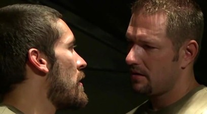 Hot soldier Dale Cooper unloads huge cumshot on Andrew Justice tongue