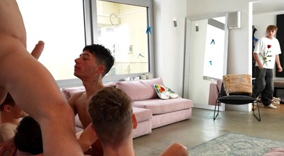 Valentine's GANG BANG: Newcomer Nico Alessi makes his debut by riding five cocks