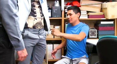 Naughty horny cop makes two Teen suspects rim and fuck