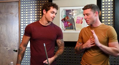Buddies Jayden Marcos and Justin Matthews anal sex and strip billiards