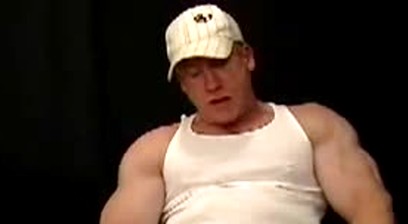 Tom Lord Flexing Posing and Jacking Off In A White Wifebeater