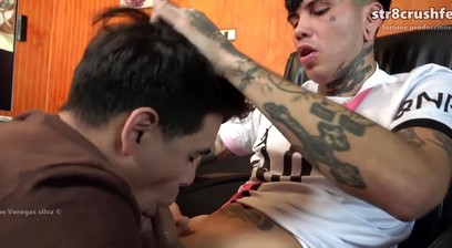 straight man is serviced