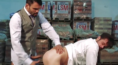 Suit daddy Jean Franko tied up horny hunk for hard pounding