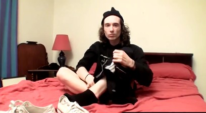 Long haired straighty's throbbing boner spraying jizz jerk off session