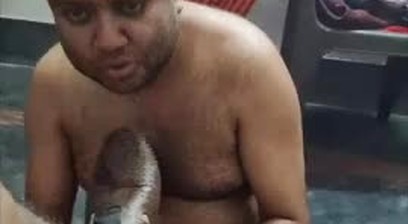 bald indian slave serving master