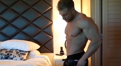 Bodybuilder Shows Off