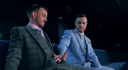 Bearded businessmen Franky Fox and Jp Dubois hard bareback