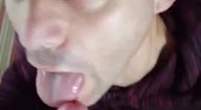 The slut gives me a great blowjob.