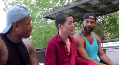 Interracial gay double anal fuck