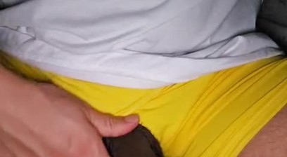 Playing with my cock while everyone is resting