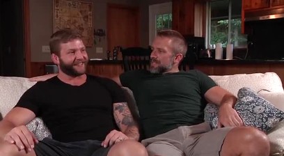 Two Daddies Having Fun Together In Living Room