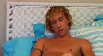 Hung blonde twink Casey Woods pumps his load of jizz out