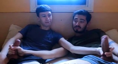 Sucking his Straight Buddy's uncut dick