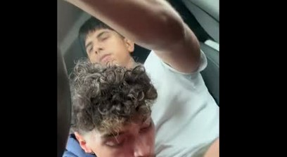 Cock sucking in a car