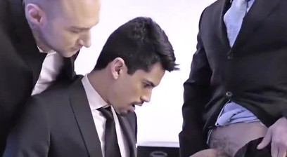 Threesom with office boss and co workers