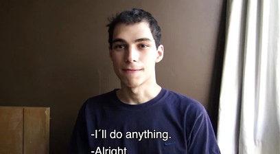 Skinny latino twink Kevin intensely fucked behind for some extra cash