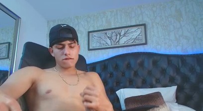 Young Latino Stroking His Uncut Dick Until Cumshot