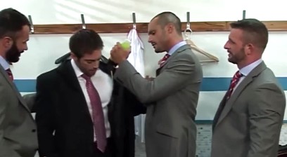 Hot businessman gets passionate rimming before bareback fuck