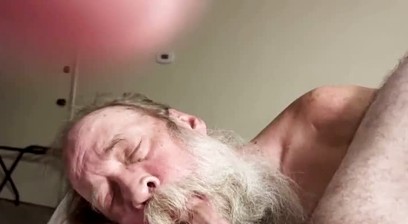Daddy Bear Sucking Hairy Cub Cock - Big Bearded Face Fuck